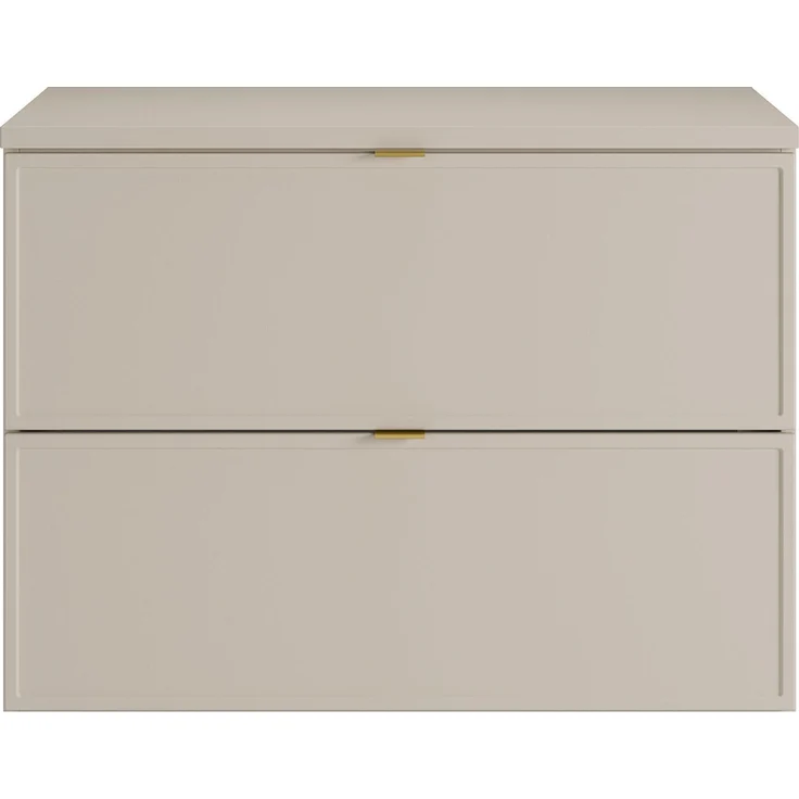 Vente-unique - Hängender Waschtischunterschrank mit Ablageplatte – Beige – B80 cm – ONDIL – Bild 3
