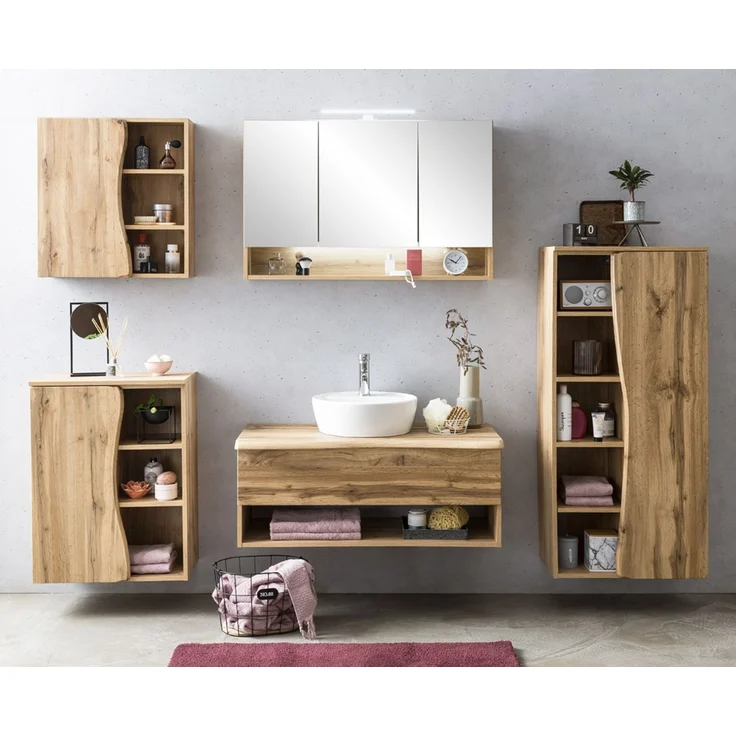 Hängeschrank mit Regal 60 cm breit KAHLA-03 in Wotan Eiche Nb, B/H/T: ca. 60/64/20 cm – Bild 6