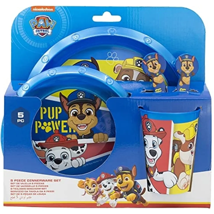 Kindergeschirr Set (5 tlg.) Schüssel, Teller, Becher & Besteck Paw Patrol – Bild 2
