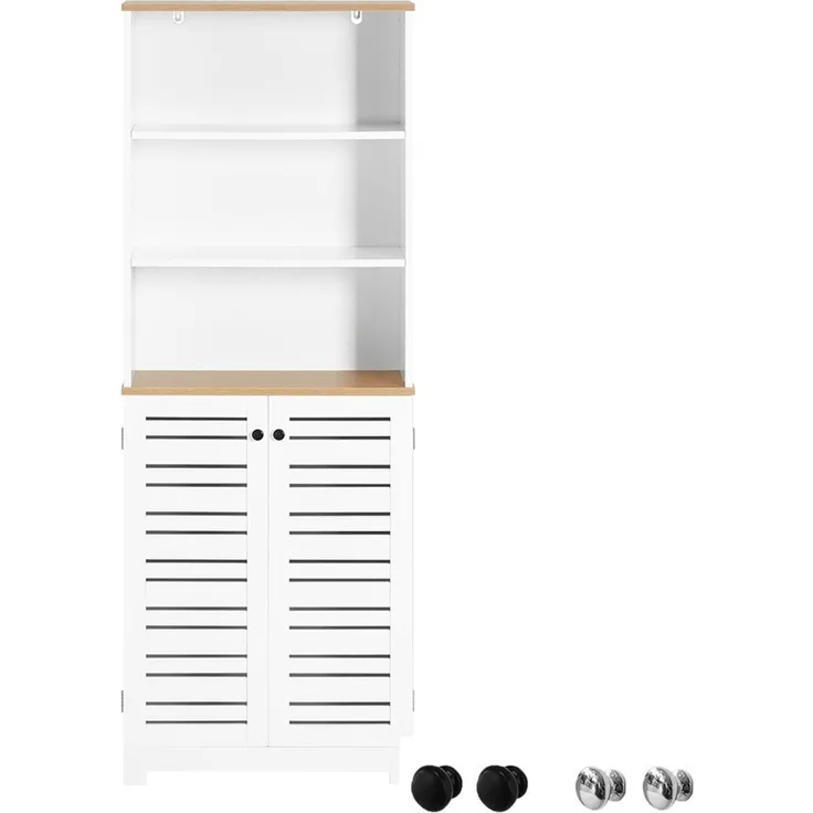 SoBuy BZR44-W Badezimmer-Hochschrank, MDF, Lackiert, Weiß, 60 x 160 x 30 cm