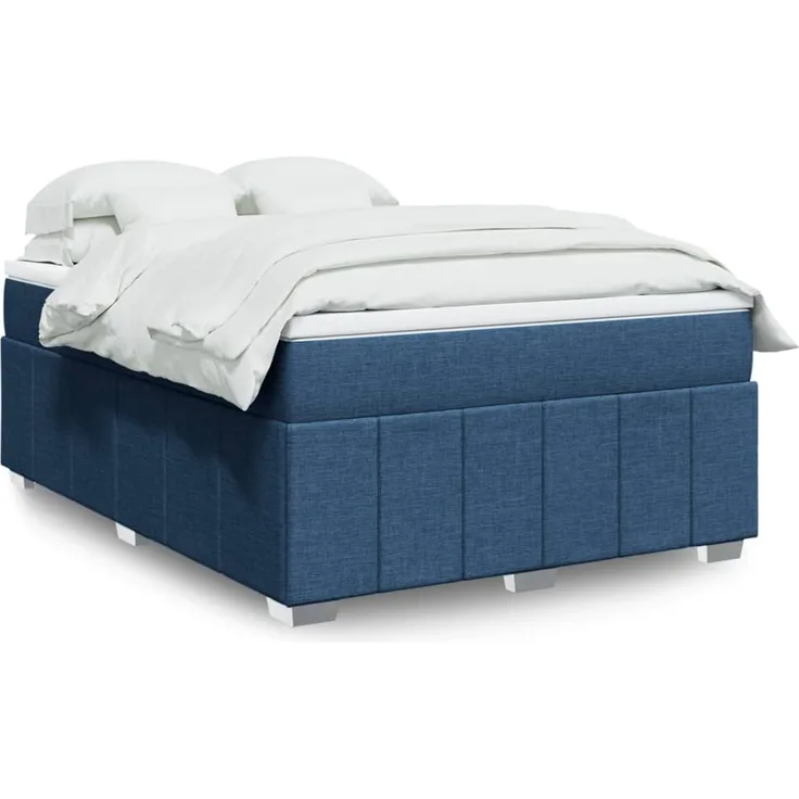 vidaXL Boxspringbett mit Matratze Blau 140x200 cm Stoff 3285483