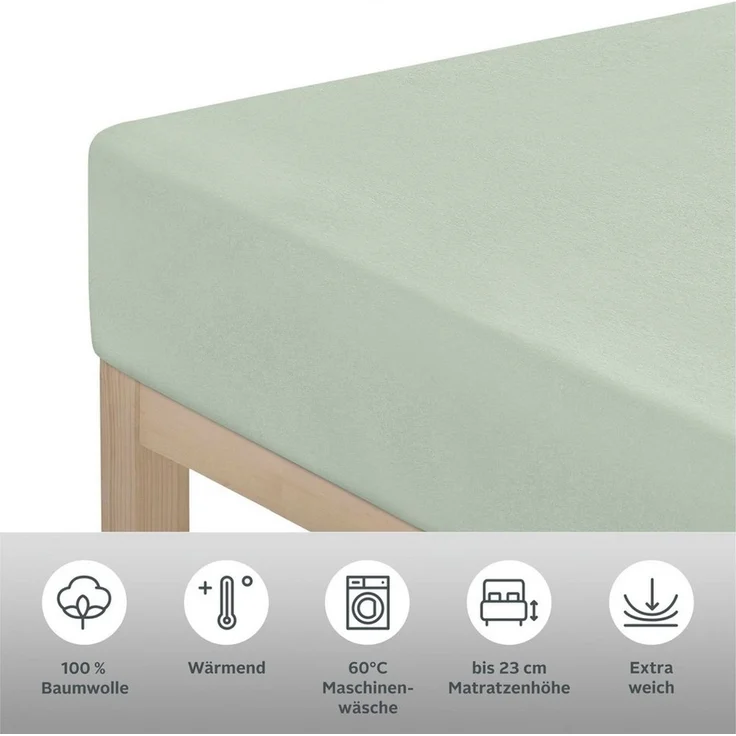 OTTO home Spannbettlaken Physalis Basic und PREMIUM Qualität, 100% Baumwolle, Jersey und Biber, Biber, Gummizug: rundum, (1 Stück), Bettlaken für Matratzen bis 18 cm Höhe, Spannbetttuch, Laken – Bild 3