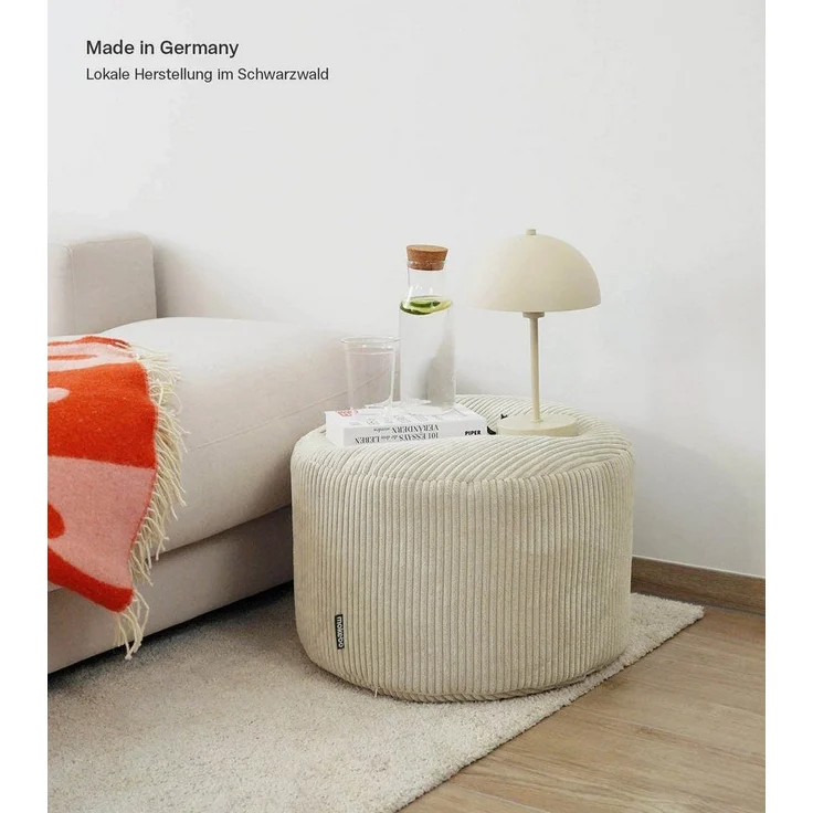 mokebo Pouf Der faule Lenz (aus Cordstoff), Sitzhocker XL, Bodenkissen, Fußhocker, Hocker, Sitzkissen in Beige – Bild 1