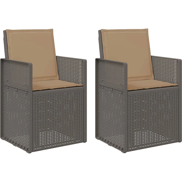vidaXL Garten Esszimmerstühle 2 pcs Hellgrau und Taupe PP 8000012 – Bild 2
