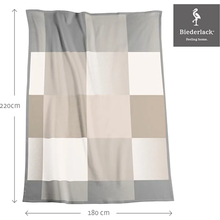Wohndecke Across beige XL, karierte Sofadecke in 180x220, Decke in Übergröße, Biederlack, Made in Germany – Bild 3