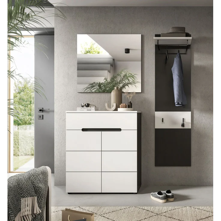 Garderobenkombination (B/H/T: 140x190x37 cm) in weiß Nachbildung – Bild 6
