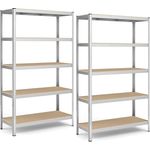 Songmics Schwerlastregale mit 5 Ablagen, Stahl / MDF, Silber, 200 x 60 x 120 cm