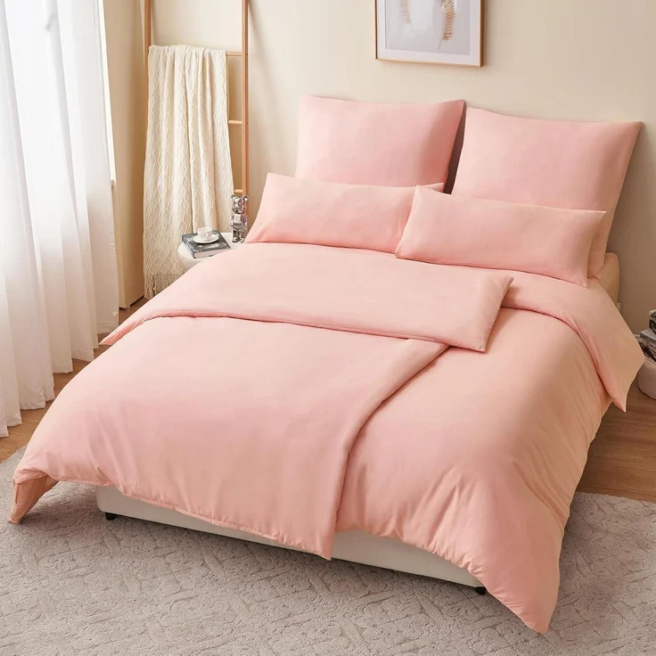 Bettwäsche Set 135x200 4tlg Rosa Mikrofaser Reißverschluss Weich & Bügelfrei – Bild 3