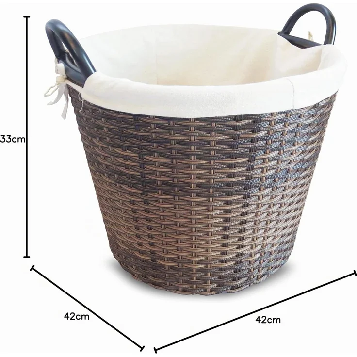 HABAU Holzkorb mit Stoffeinsatz, 42 cm, Braun, aus Polyethylen, mit Metallrahmen – Bild 6