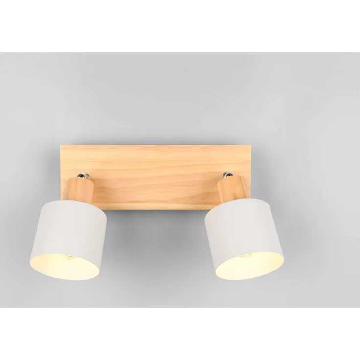 Deckenstrahler SHANTI Hellgrau mit Holz 2-flammig, Breite 30cm – Bild 5
