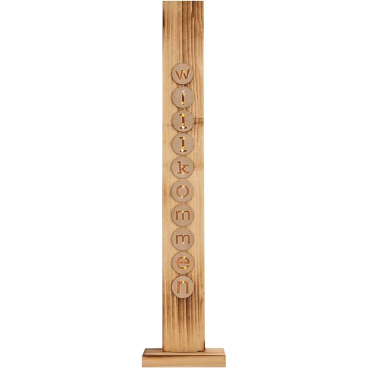 Willkommen Deko Eingang Beleuchtet LED Außen Holzschild Draußen Timer 5303927