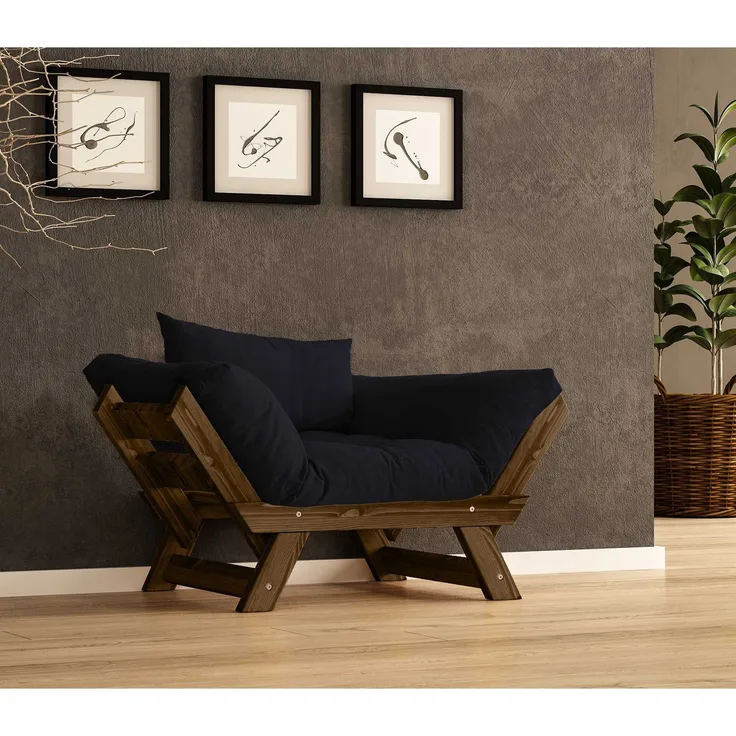 Skye Decor 'CPT8139-140' Garten-Sessel, Walnuss / Schwarz, 108-140 x 75 cm