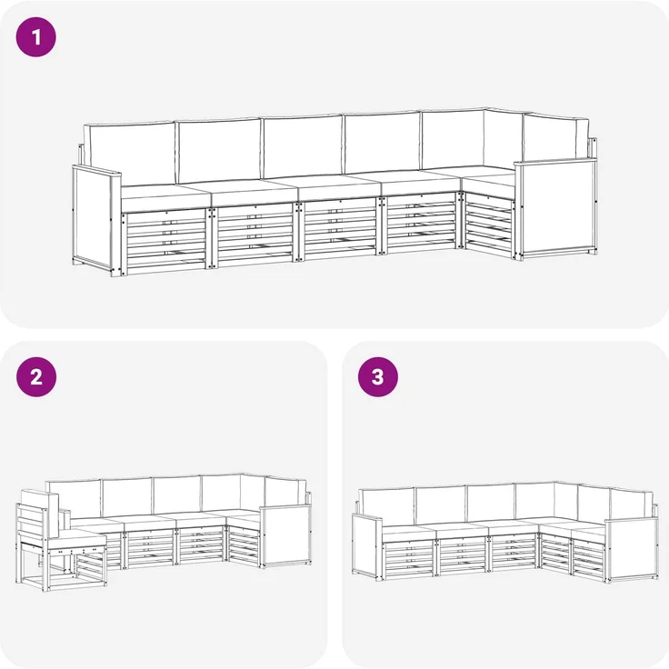 vidaXL Outdoor-Sofagarnitur 6 stk. 6-Sitzer Natur und Anthrazit 3384418 – Bild 7