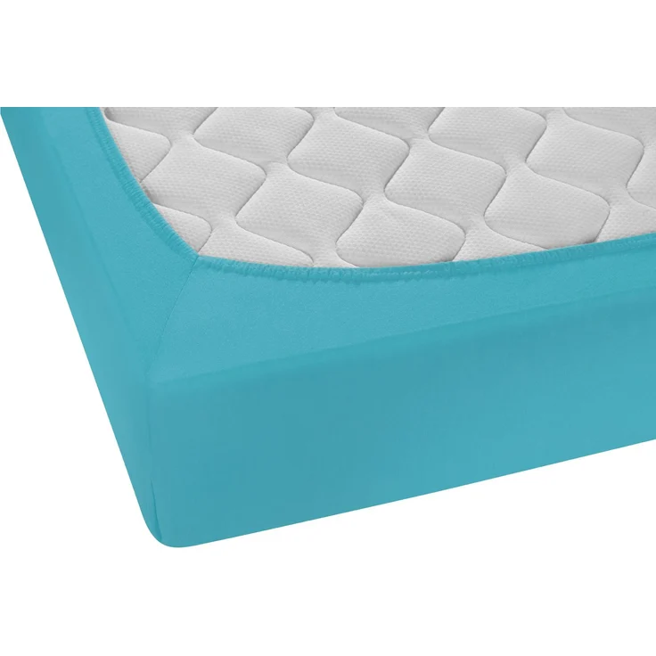 biberna Feinjersey-Spannbetttuch, 100 % Baumwolle, türkis, 1x 180x200 cm - 200x200 cm – Bild 2