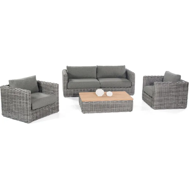 Sonnenpartner 4-teilige Lounge-Sitzgruppe Sands Aluminium mit Polyrattan charcoal Loungesitzgruppe