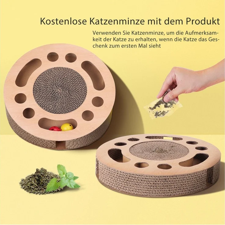 nobleza Kratzpappe Katzenspielzeug Interaktives mit 2 Klingelballs – Bild 4