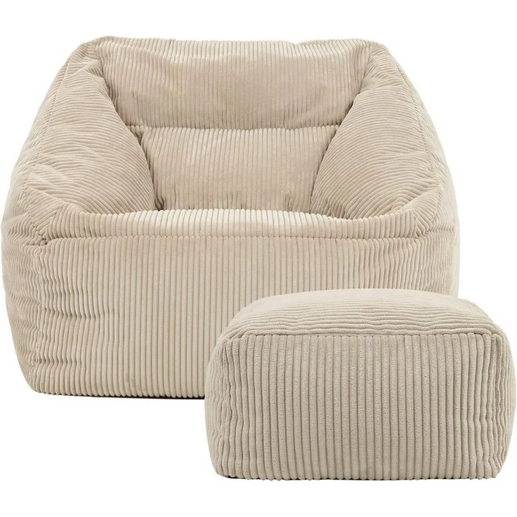 icon Sitzsack Riesen Sessel aus Cord Flauschig „Natalia" mit Hocker (Spar-Set, 1 x Sitzsack-Sessel, 1 x Fußhocker), Sitzsack XXL, Made in Germany, für Erwachsene & Kinder, für Wohnzimmer – Bild 3
