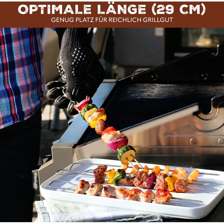 Doppel-Grillspieße 8er Set aus Edelstahl ca. 29 cm - Schaschlik-Spieße im Vorteilspack – Bild 5