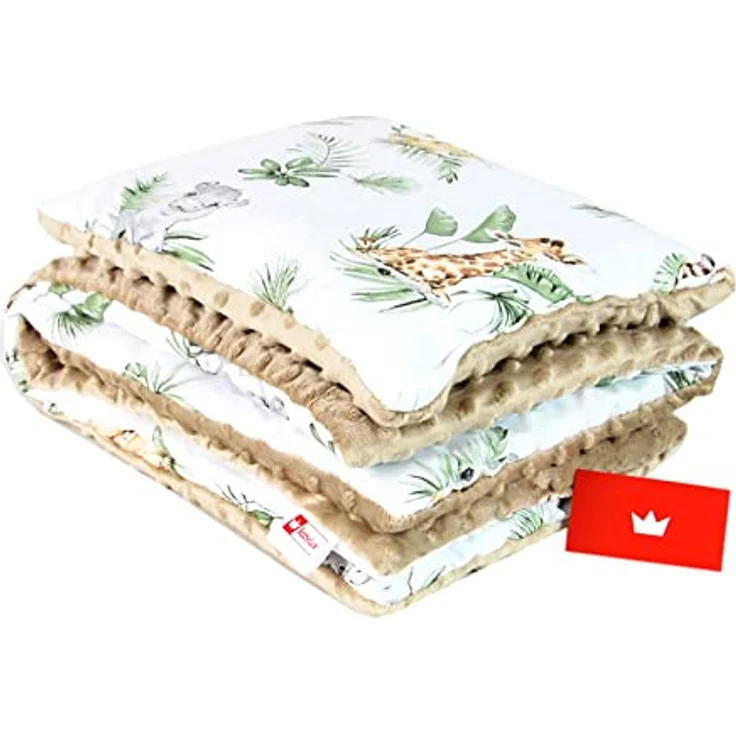 Kinderdecke BABYLUX Babydecke MINKY 2Set Kuscheldecke Decke 75 x 60cm Kinderwagen, BabyLux, MP124 - Beige + Safari – Bild 4