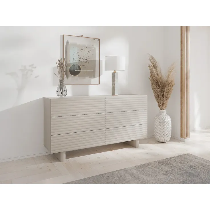 Vente-unique - LUDIMA Kommode Holz, Platte Beige - B 41,8 cm x H 81,3 cm x L 150 cm