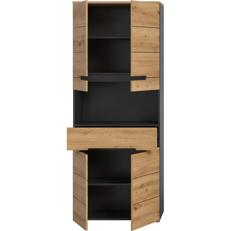 Xonox Canu Hochschrank breit (B/H/T: 76x193x34 cm) in Basalt grau Nachbildung und Artisan Nachbildung – Bild 3