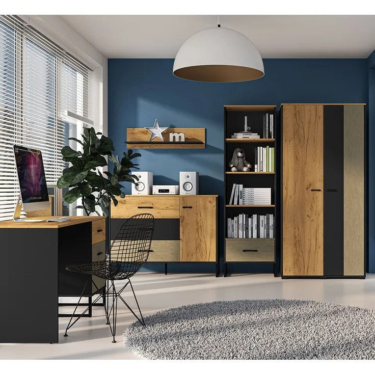 Jugendzimmer Set 5-teilig CASPER-131 mit Schreibtisch in schwarz, braun