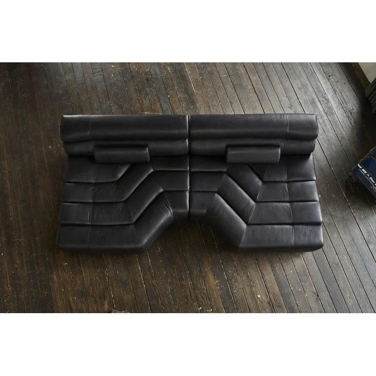 KAWOLA Big Sofa TARA Wohnlandschaft Leder schwarz 76 x 143 x 286 cm – Bild 2