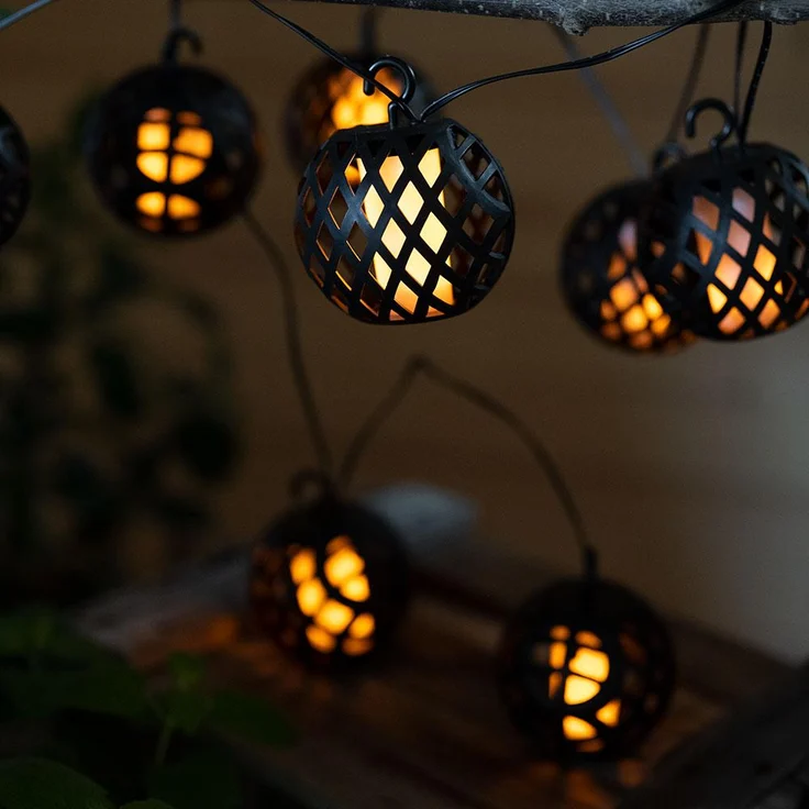 LED Solar Lichterkette, 8x Kugel, Flammen-Effekt, L 200 cm – Bild 4