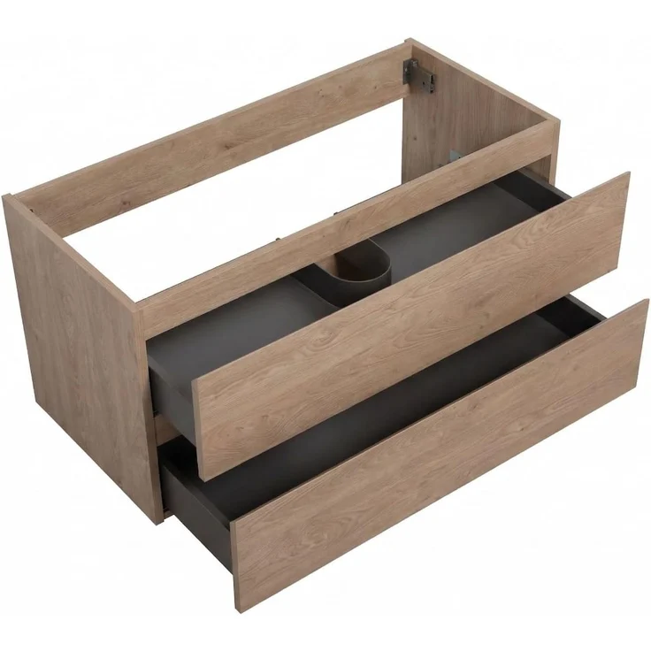 Badplaats Waschbeckenunterschrank Angela 100 x 48 cm – Kastanien Eiche – Hängender Badezimmerschrank mit Schubladen – Bild 3