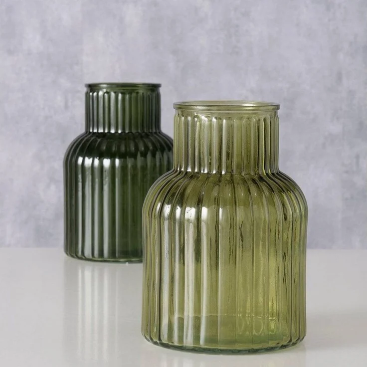 BOLTZE GRUPPE Dekovase Vase aus Glas RELEA, grün, geriffeltes Glas, 20 cm (einzeln) – Bild 3