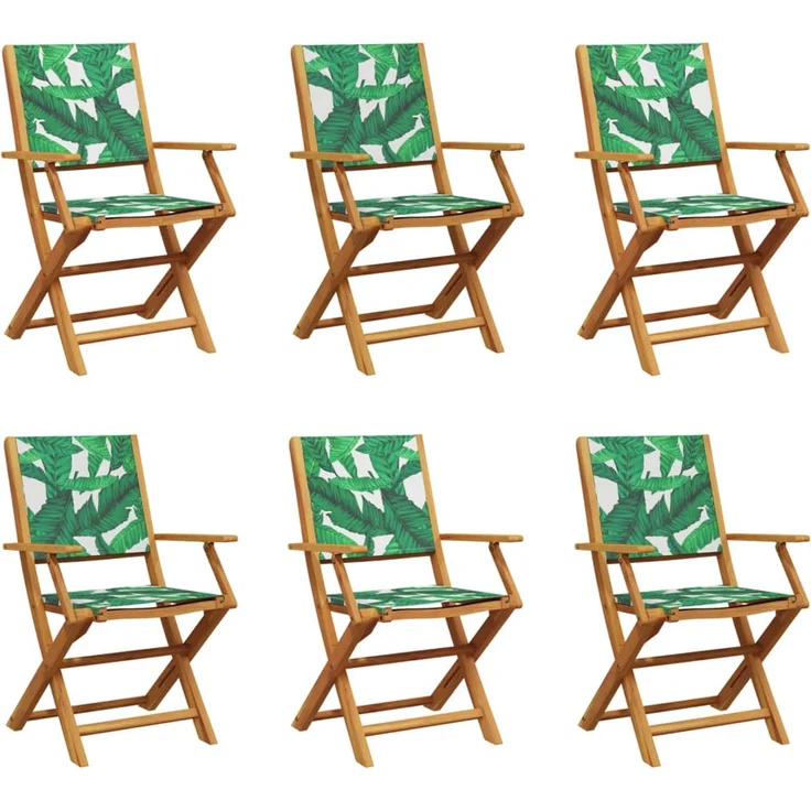 vidaXL Klappstühle, 6 Stück, grüner Stoff und Massivholz 3214587 – Bild 2