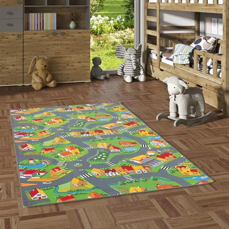 Snapstyle Kinder- und Spielteppich, 100% Polyamid, Little Village, 133x133 cm – Bild 2