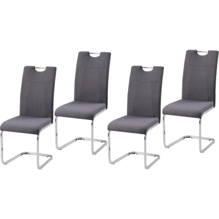 HTI-Line Freischwinger Schwingstuhl KellyC Grau 4er (Set, 4 St), Freischwinger Esszimmerstuhl