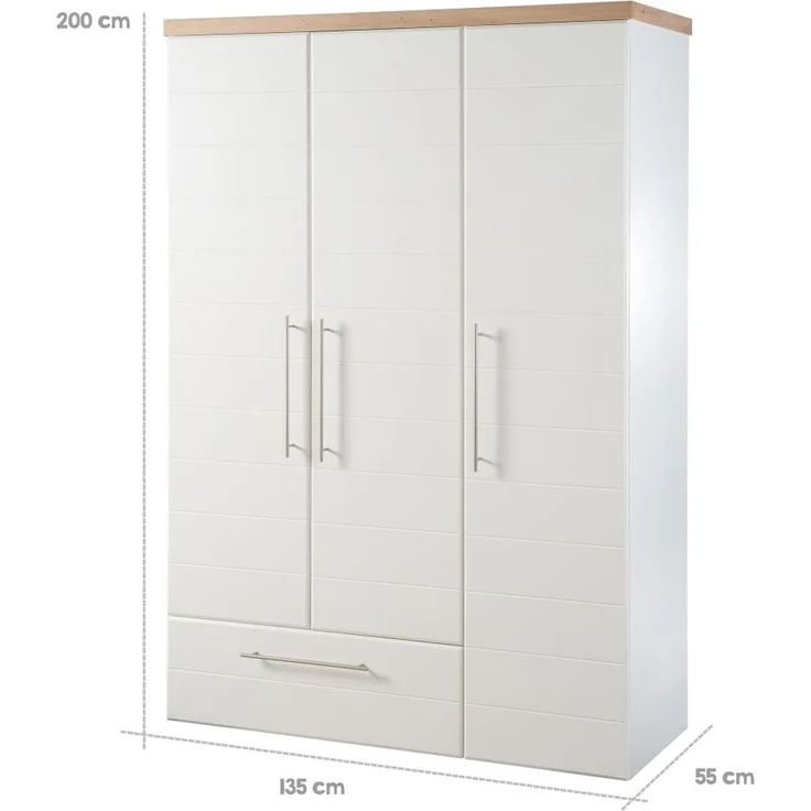 roba Kinderzimmerset 'Nele' 3-teilig - Bett 70 x 140 - Wickelkommode - Kleiderschrank 3-türig - Weiß – Bild 23