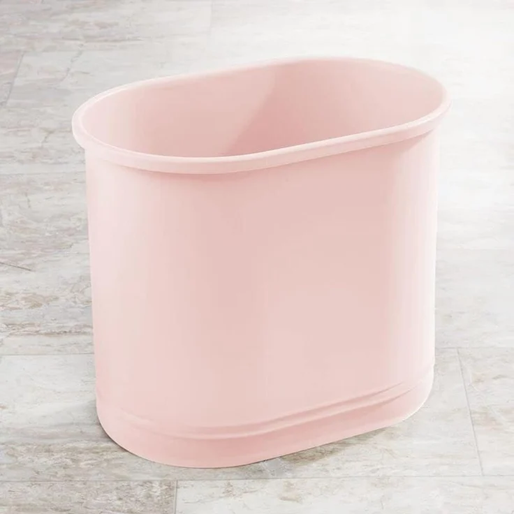 mDesign Mülleimer Abfalleimer Papierkorb Oval 9.5L Metall Rosa platzsparend – Bild 3