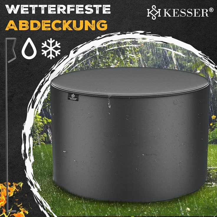 KESSER® Feuerschale mit Grillrost Ø65cm Feuerkorb 0,6mm Kaltveredelter Stahl | mobile Feuertonne mit Reifen | Holz & Kohle Feuerstelle inkl. 60cm Feuerhaken aus Gusseisen, Ø52cm, Bürste & Cover Schwarz – Bild 9