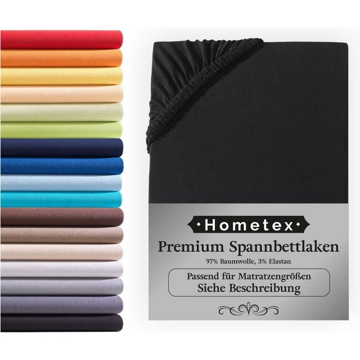 Hometex Premium Textiles Spannbettlaken Premium Boxspringbett Spannbetttuch ideal für Wasserbett und Matratzen, Jersey, Gummizug: Rundumgummizug, Spannbettlaken Premium Qualität 190 g/m², Gekämmte Baumwolle – Bild 1