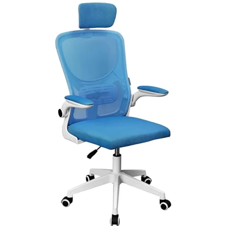 MARSGAMING MGC-ERGOPLUS, Professioneller Ergonomischer Stuhl, Dynamische Lendenwirbelstütze, Atmungsaktives Netz, Höhenverstellbar 115 und 125cm, Klappbare Armlehnen, Verstellbare Kopfstütze, Blau – Bild 2
