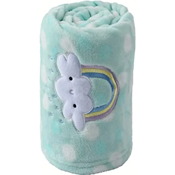 CREVENT Leichte, Flauschige, warme Plüsch-Babydecke für Säuglinge, Kleinkinder, Neugeborene, Unisex, Kinderbett, Kinderbett, Kinderwagen (75x100 cm, grüner Regenbogen, Unisex) – Bild 2
