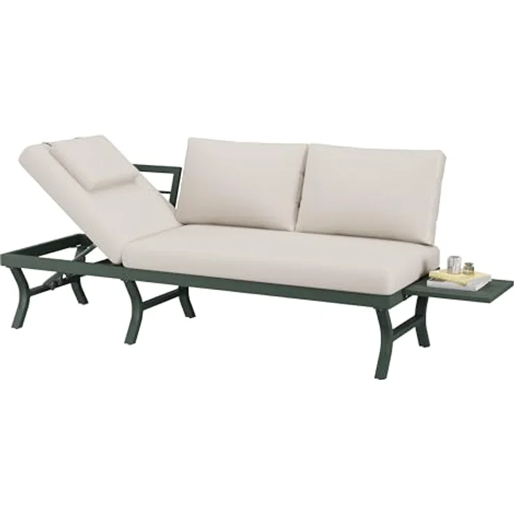 Ball & Cast Gartenlounge Set, Outdoor Sofa 3-Sitzer mit Verstellbarer Kippfunktion, für Garten, Terrasse & Balkon, Grün – Bild 9