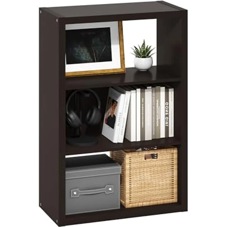 Furinno Viola 3-stöckiges Offenes Regal Bücherregal, Bücherregal, Dunkle Eiche – Bild 1