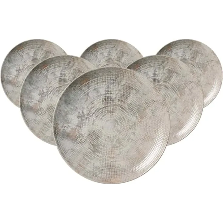 PRESOTTO Speiseteller Cecina, 26 cm, Perlmutt Keramik, 6er Set, spülmaschinenfest