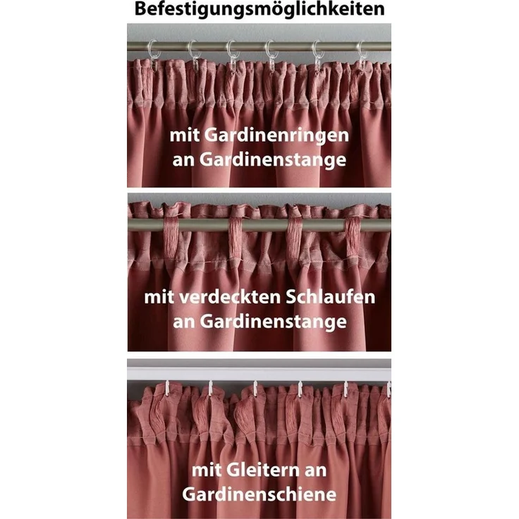 Gardinenbox Vorhang (2 St), verdecketeSchlaufen, verdunkelnd, Blickdicht »NewYork« Thermo-Gardine Blackout Kräuselband Raffhalter 20 – Bild 3
