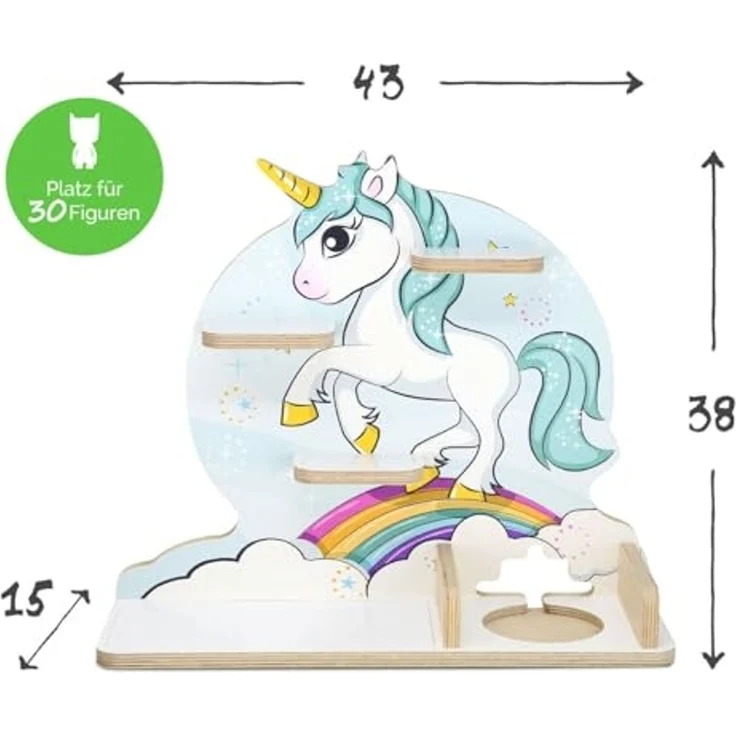 stadtecken Kinder Regal für Musikbox I Geeignet für die Toniebox und ca. 50 Tonies I Perfekte Aufbewahrung für Kinderzimmer I zum Aufstellen oder Aufhängen (Einhorn, Mittel) – Bild 3