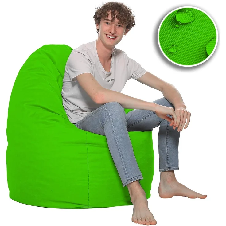 HomeIdeal - Sitzsack XXL Bodenkissen für Erwachsene & Kinder - Geeignet für Gaming oder Entspannen - Indoor wie Outdoor da er Wasserfest ist - mit EPS Perlen, Farbe:Neongrün, Größe:XXXL – Bild 4