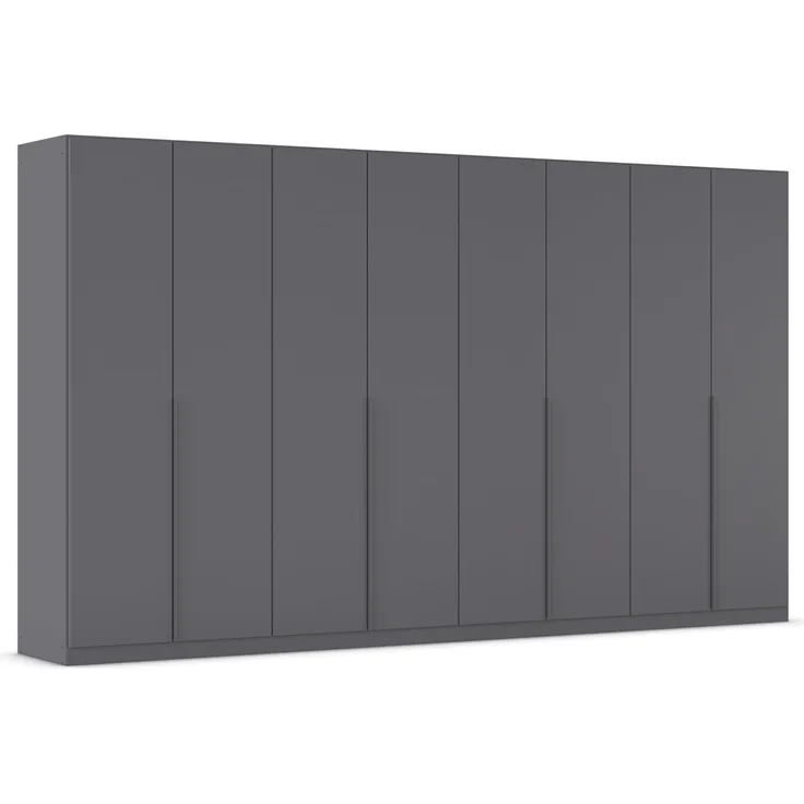 Rauch Möbel Alabama, Kleiderschrank für Schlafzimmer, Kinderzimmer, Wohnzimmer, Garderobe, Flur, 8-türig, mit Zubehör Basic, Farbe Grau metallic, Schwarz, Breite 360 cm