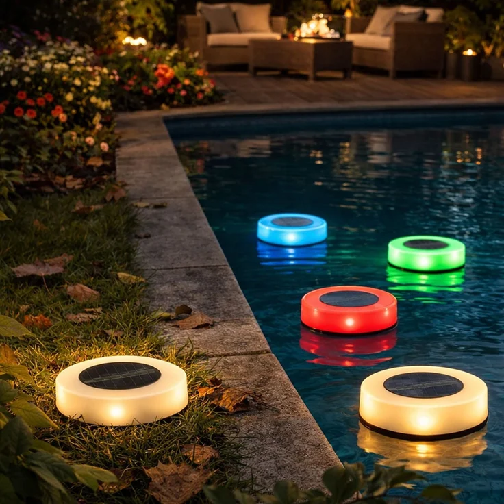 5er Set RGB LED 2in1 Schwimmlicht, Bodenleuchte, Farbwechsel, D 11 cm – Bild 2
