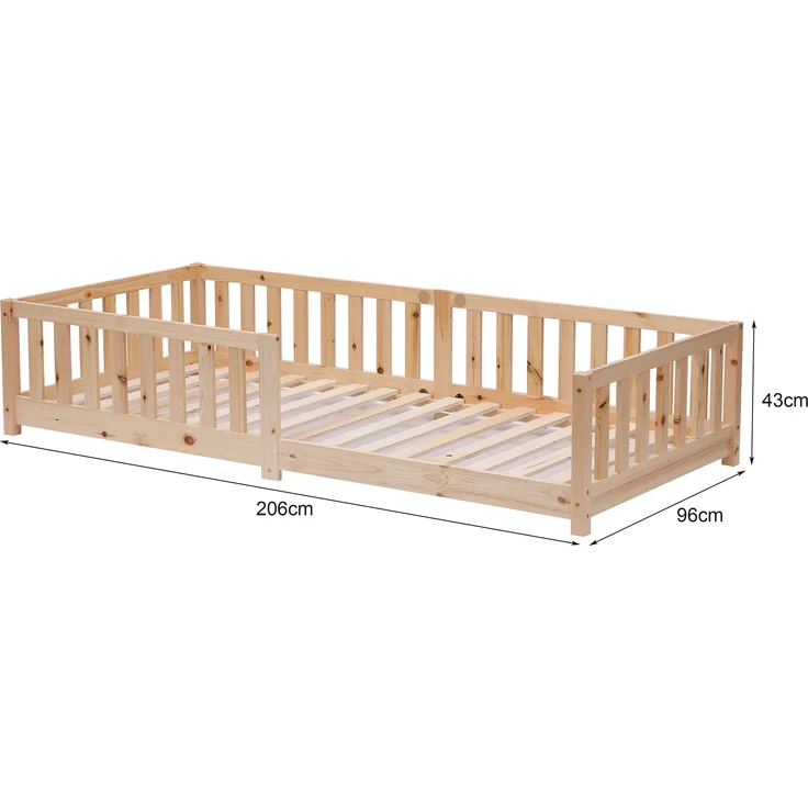 ecoMI Kinderbett mit Rausfallschutz und Lattenrost, Kiefernholz natur, 90x200 cm – Bild 2