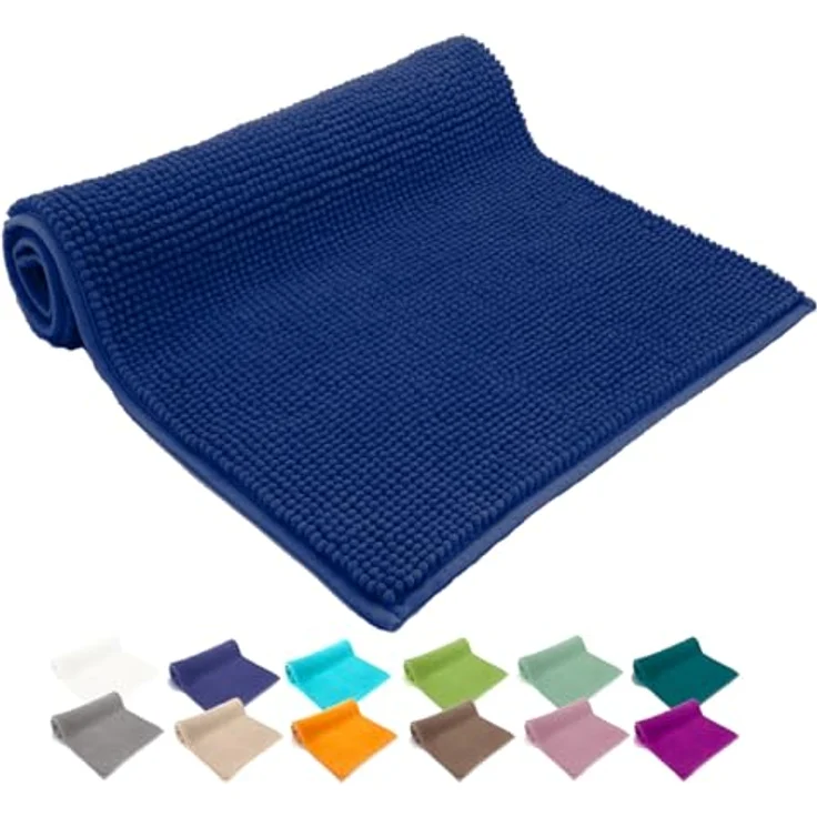 heimtexland Badematte Badvorleger Chenille Badteppich Duschvorleger, rutschhemmend beschichtet, Fußbodenheizung geeignet, fußbodenheizungsgeeignet, saugstark, schnell trocknend, strapazierfähig, rutschfest, Polyester, rechteckig, 45x50 cm, Hochflor, su... – Bild 1