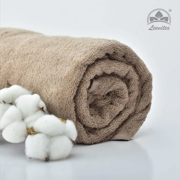 leevitex® Saunatuch Frottee XXL, (1-St), 80 x 200 cm, extra groß & saugfähig, Sand/Cappuccino – Bild 4